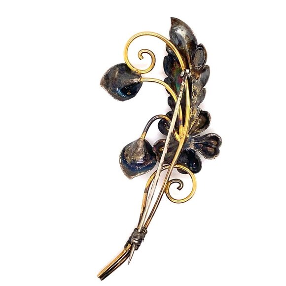 VTG Van Dell Sterling Silver, 1/20th 12K Gold Fill‎ & Rhinestone Brooch! 37 - Picture 2 of 5